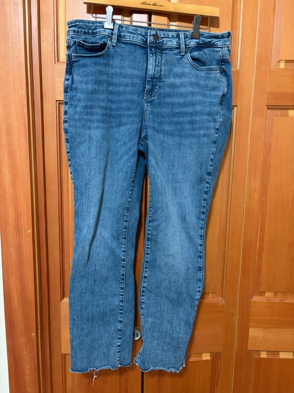 NYDJ Women's Straight-Leg Stretch Denim Jeans in Medium Blue Size 12